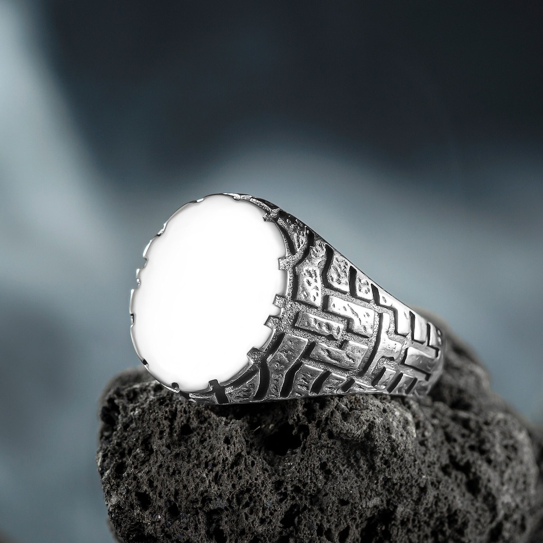 Silver Men Signet Ring, 925 Sterling Silver Men's Ring, Oxdized - Main Image
