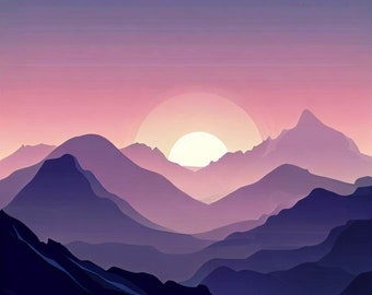 Minimalist landscape, beautiful minimalist landscape, beautiful sunrise, created by an AI