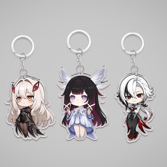 Genshin Impact Acrylic Keychain - Ronova, Columbina, Arlecchino - Etsy