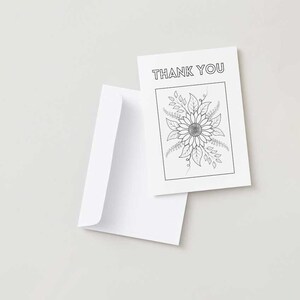 Thank You Coloring Card | Printable Coloring Card | Floral Card | Digital Greeting Card | Instant Download