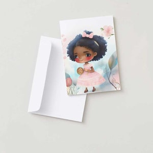Carina ragazza afroamericana vuota biglietto d'auguri III/carta stampabile/biglietto d'auguri per tutte le occasioni/biglietto d'auguri digitale/download istantaneo