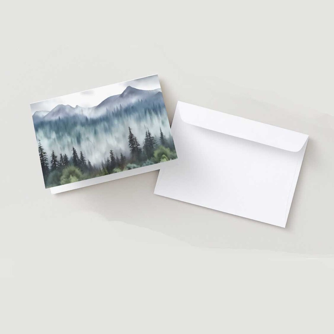 Pines Trees Landscape Painting Blank Greeting Card Printable Card | All ...