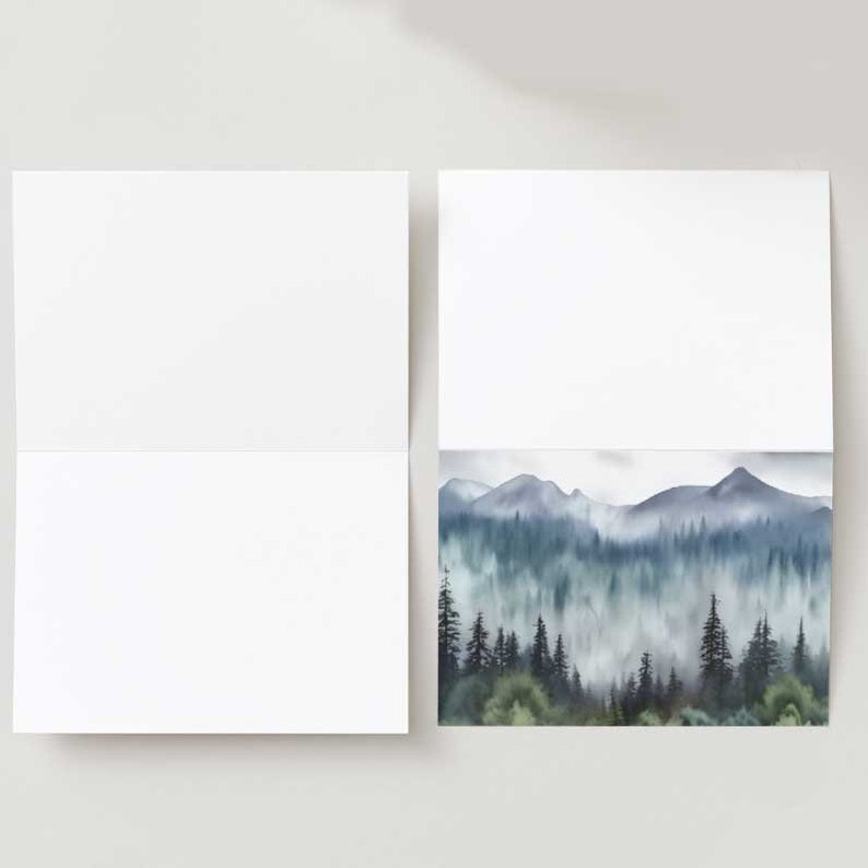 Pines Trees Landscape Painting Blank Greeting Card Printable Card | All ...