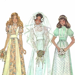 70&#39;s Wedding and Bridesmaid Dress - McCall&#39;s 4038 - Digital Pattern - Size 12