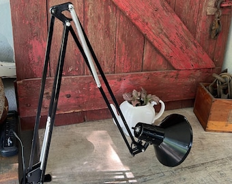Vintage Black Adjustable Desk Lamp With Spring Arm And Metal Shade Industrial Task Light