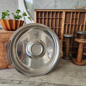 Vintage Kalmar Danish Stainless Steel Tray With Wooden Handles | 12&quot; Diameter | Made In Denmark