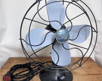 Vintage Emerson Electric 4-Blade Fan 2450-D - 12 Inch - Fully Functional - Retro Desk Fan - Industrial Home Decor Accent