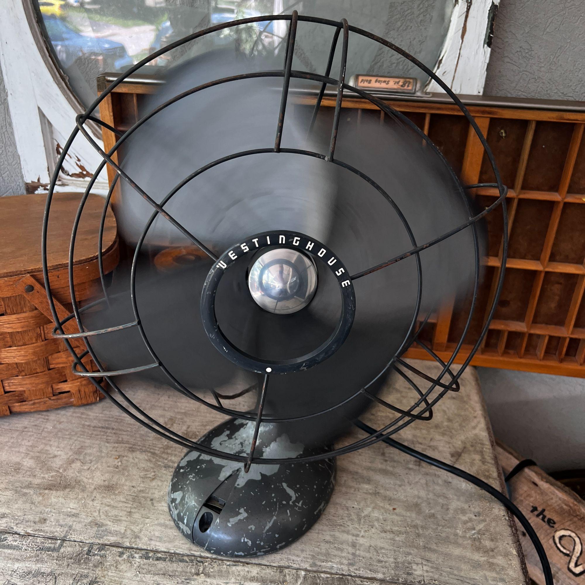 Vintage Westinghouse Oscillating Desk Fan Black Metal Industrial
