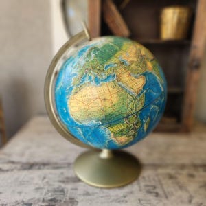 Rand McNally Vintage 12&quot; World Portrait Globe On Metal Base