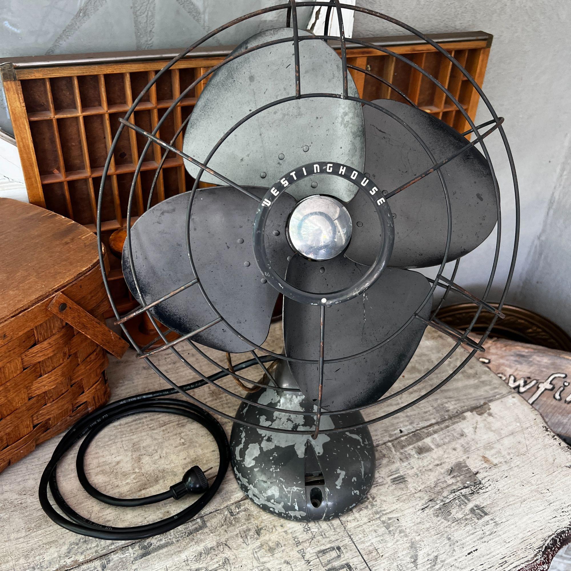 Vintage Westinghouse Oscillating Desk Fan Black Metal Industrial