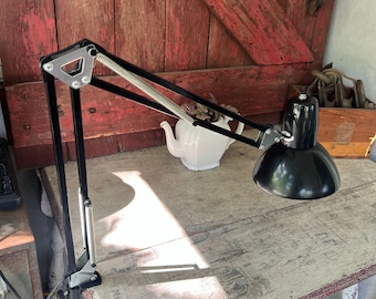 Vintage Black Swing Arm Desk Lamp with Clamp - Good Working Condition
