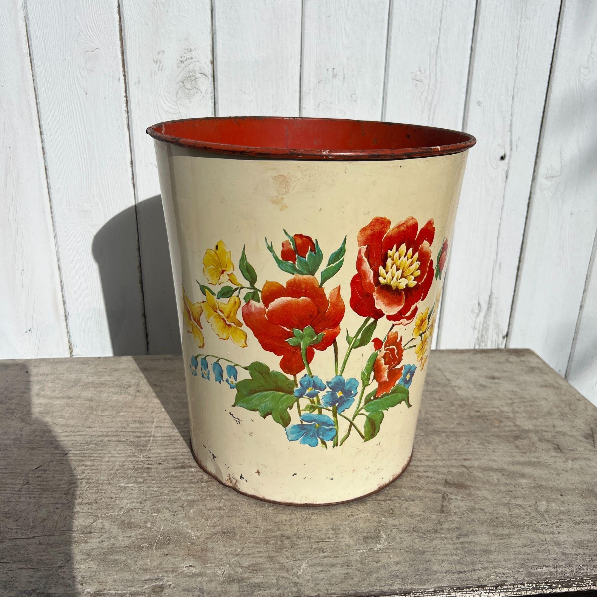 Metal Vintage Wastebasket - Etsy
