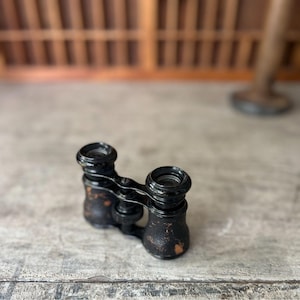 Antique Queen & Company 4&quot;x2.5&quot; Opera Glasses With Leather and Metal Frame