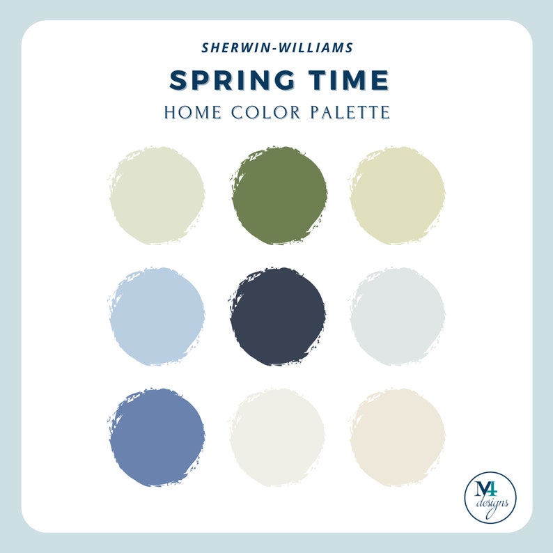 Spring Time Color Palette for Home Interior Paint Palette for Sherwin ...