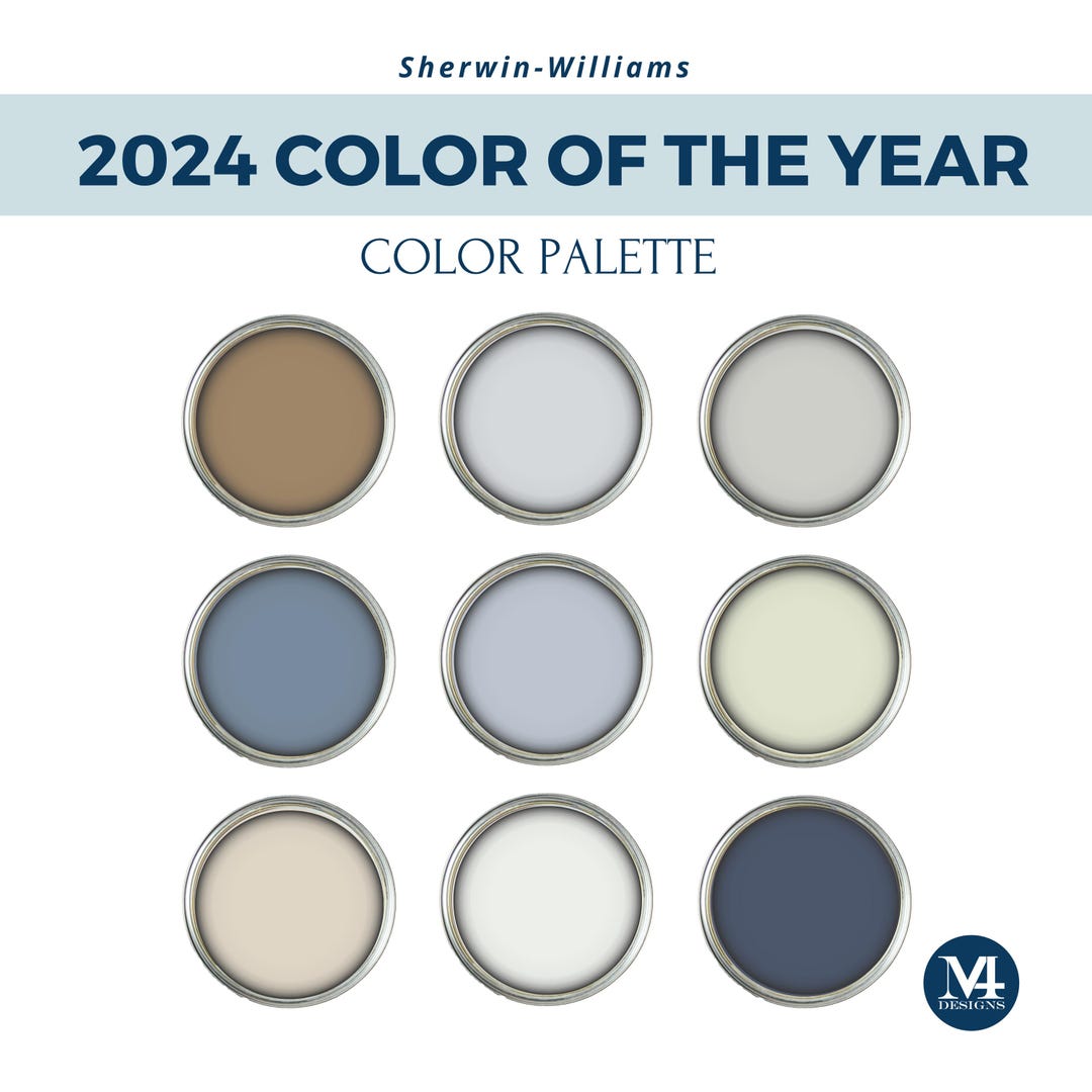 Sherwin Williams 2024 Color Palette: Blue Home Interior Paint (digital ...