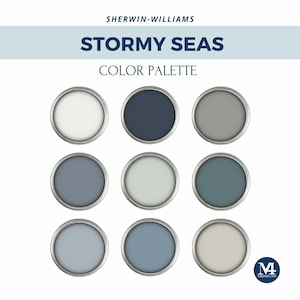 Stormy Seas Paint Palette: Sherwin Williams Coastal Colors (Digital Download)