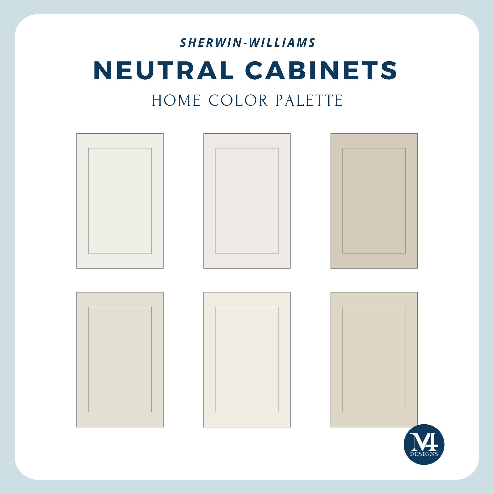 Cabinet Color Palette | Sherwin Williams Neutrals | Kitchen Paint Colors with Guidebook, Renderings & Design Pairings