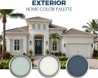 Benjamin Moore Exterior Paint Palette: Coastal Blue White Exterior Home Colors (Digital Download)