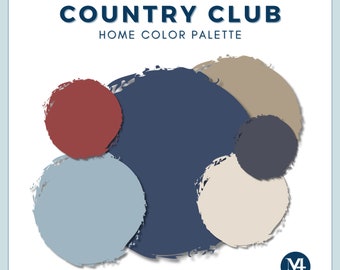 Country Club-Farbpalette, Innenfarbe für Zuhause, Sherwin Williams-Farben, traditionelle Raumfarbpalette, Studienfarben