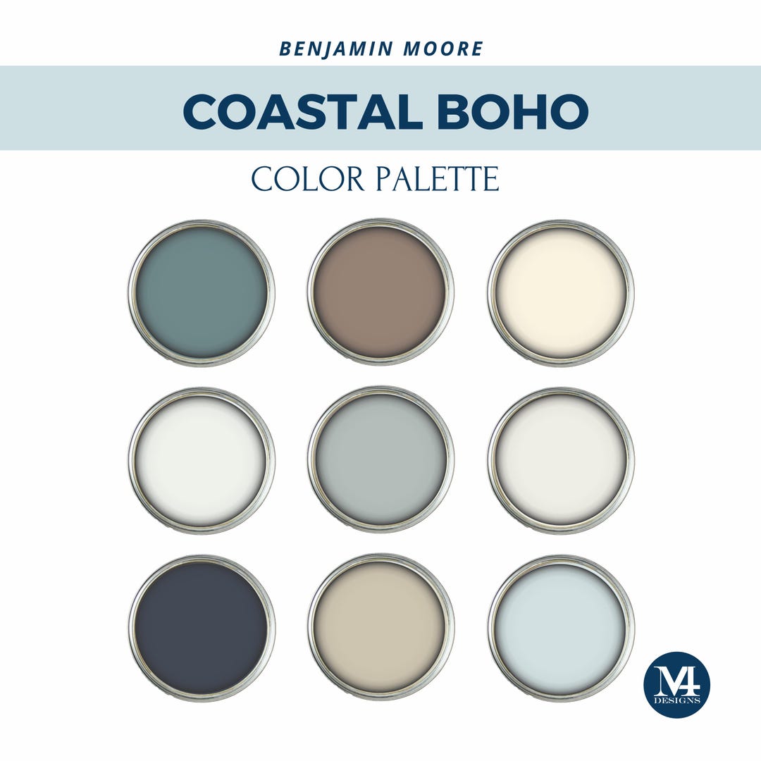 Coastal Boho Benjamin Moore Paint Palette: Earthy Home Interior Colors ...