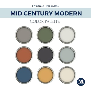 Mid-Century Modern Paint Palette: 9 Sherwin Williams Colors (Digital Download)