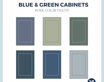 Blue Green Cabinet Paint Color Palette: Benjamin Moore Kitchen Colors (Digital Download