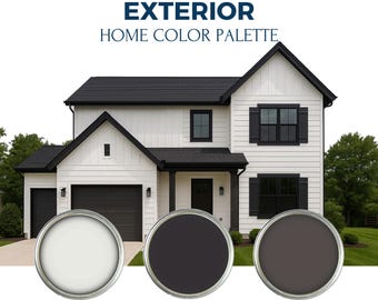 Paleta de pintura exterior de Sherwin Williams: Colores para el hogar en blanco y negro (Descarga digital)