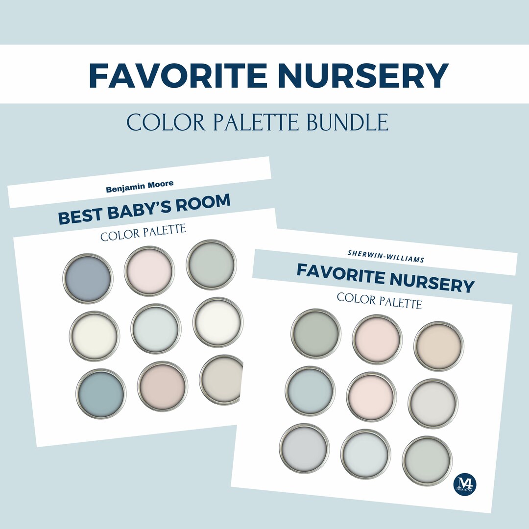 Nursery Paint Color Palette Bundle: Benjamin Moore, Sherwin Williams ...