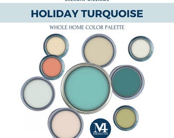Sherwin Williams Holiday Turquoise Whole Home Color Palette – Coastal Interior Paint Scheme (Digital Download)
