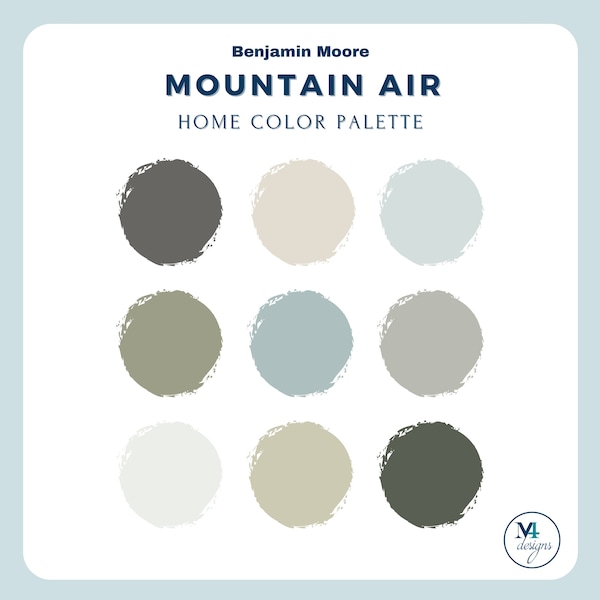 Mountain Air Color Palette for Home Interior Paint Palette for Benjamin Moore Paint Colors for Home Design Color Palette Rustic