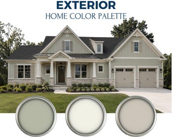 Benjamin Moore Exterior Paint Palette: Neutral Green Exterior Home Colors (Digital Download)