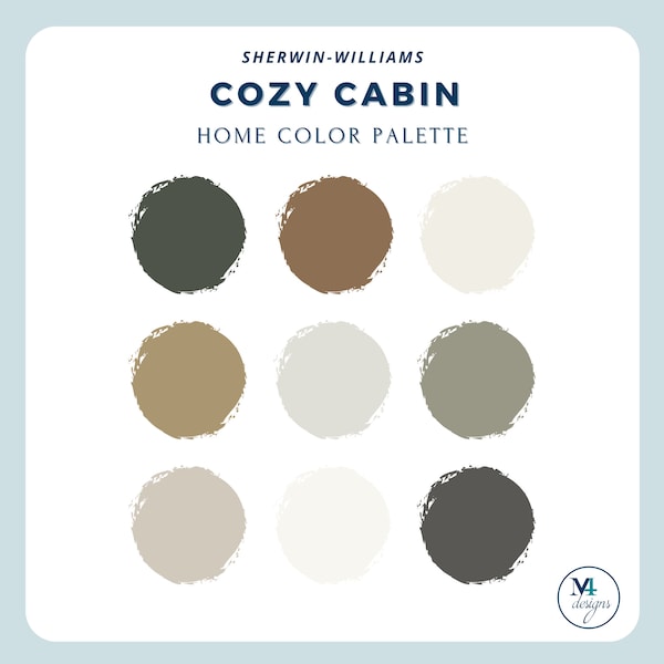 Cosy Cabin Farbpalette für Home Interior Farbpalette für Sherwin Williams Rustikale Farbpalette für Home Design Farbpalette