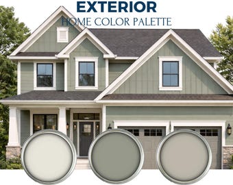 Sherwin Williams Exterior Paint Palette: Warm Green Exterior Home Colors (Digital Download)