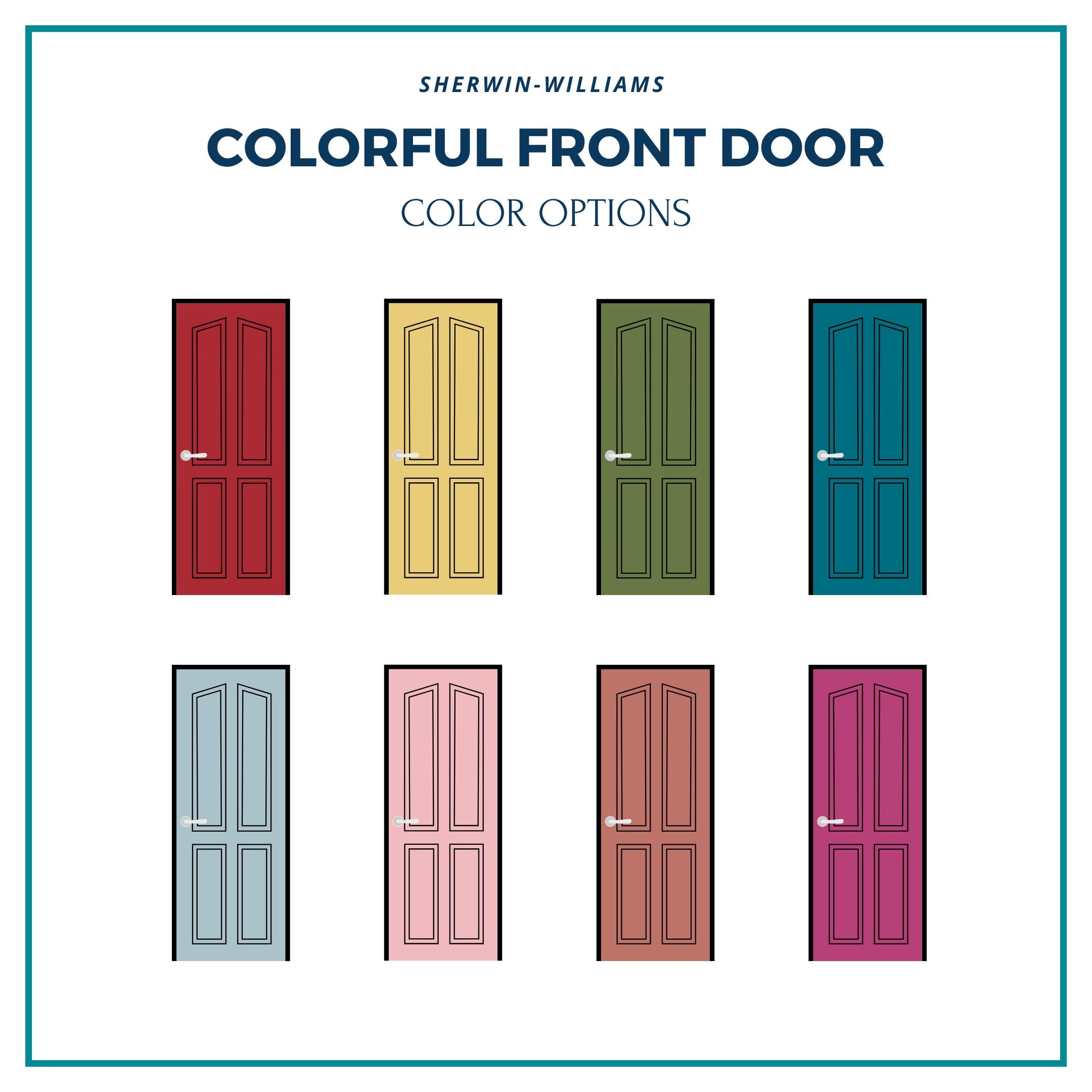 Colorful Front Door Paint Palette – Sherwin Williams Exterior Paint Colors for Bold Curb Appeal