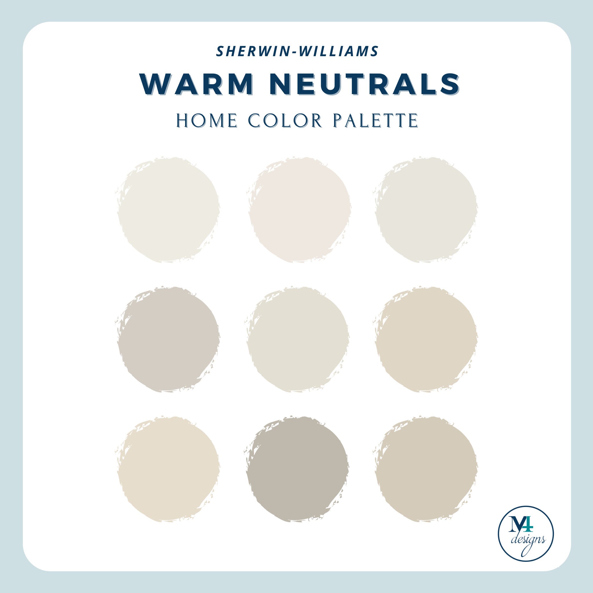 Warm Neutral Paint Colors Sherwin Williams Home Paint Palette Etsy