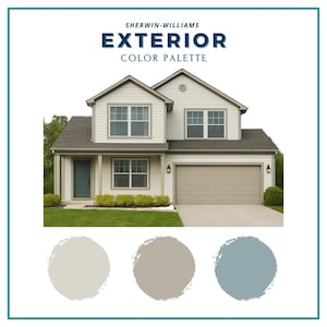 Exterior House Color Scheme – Sherwin Williams Gray & Blue Paint Palette