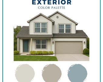 Exterior House Color Scheme – Sherwin Williams Gray & Blue Paint Palette