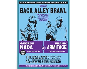 They Live Parody Fight Poster- Retro Movie Art Print