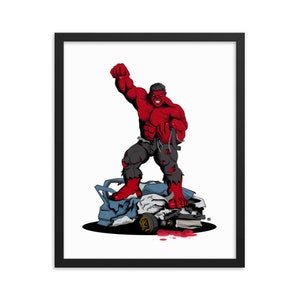 Red Hulk Framed Art Print (Variant) – One-of-One Comic Book Illustration