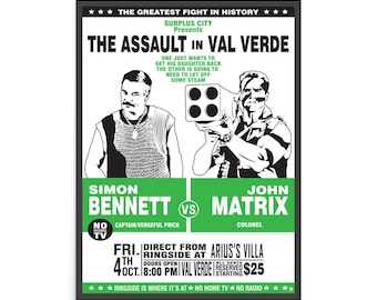Commando Parody Fight Poster- Retro Movie Art Print