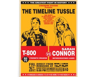 Terminator Parody Fight Poster- Retro Movie Art Print