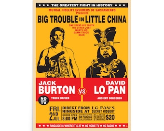 Big Trouble in Little China Parody Fight Poster- Retro Movie Art Print