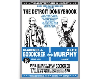 Robocop Parody Fight Poster- Retro Movie Art Print