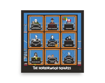 Horror Poster- Horrorwood Squares – Icons Parody Art Print