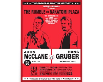 Die Hard Parody Fight Poster- Retro Movie Art Print