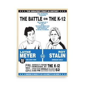 Póster de lucha parodia de "Mejor muerto" - "La batalla en el K-12" - Impresión artística de película retro