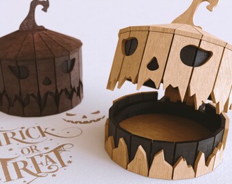 Laser cutting Halloween Pumpkin Box Digital Plans: Spooky Box Design