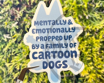 Blue Cartoon Dogs Vinyl Sticker - 3" length - Waterproof Matte Finish