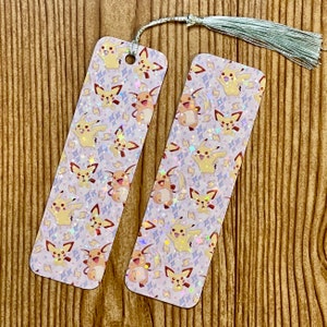 Pika Electric Type Pocket Monster rainbow sparkle bookmark - choose with or without tassel