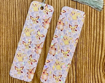 Pika Electric Type Pocket Monster rainbow sparkle bookmark - choose with or without tassel